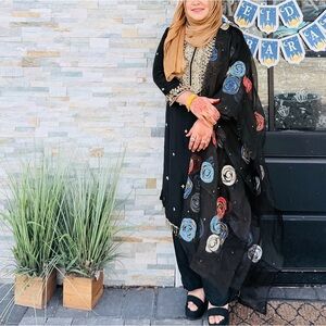 Indian Pakistani party dress 3 piece  all over zardowzi work handcrafted